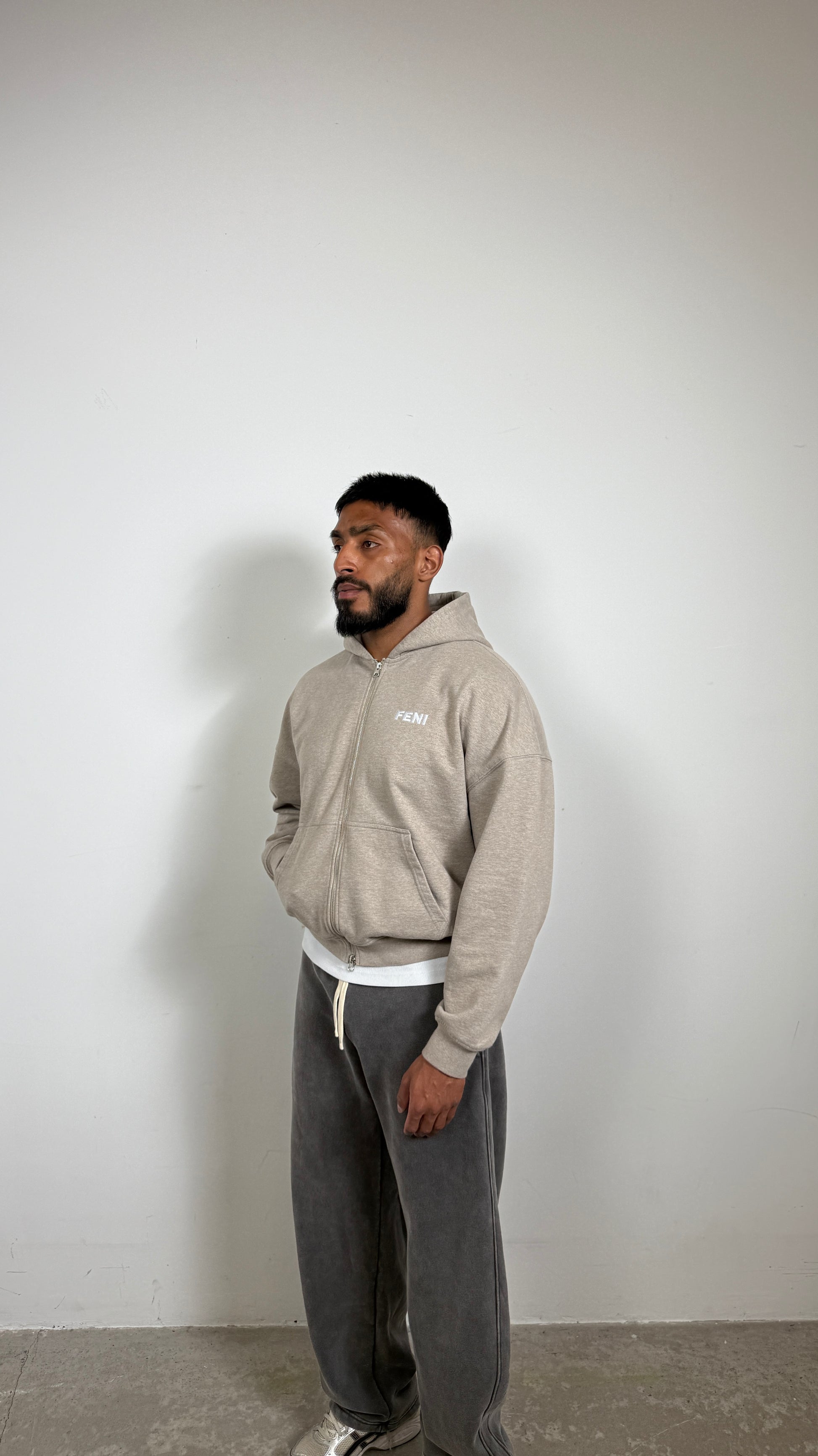 Oatmeal Double Zip Hoodie