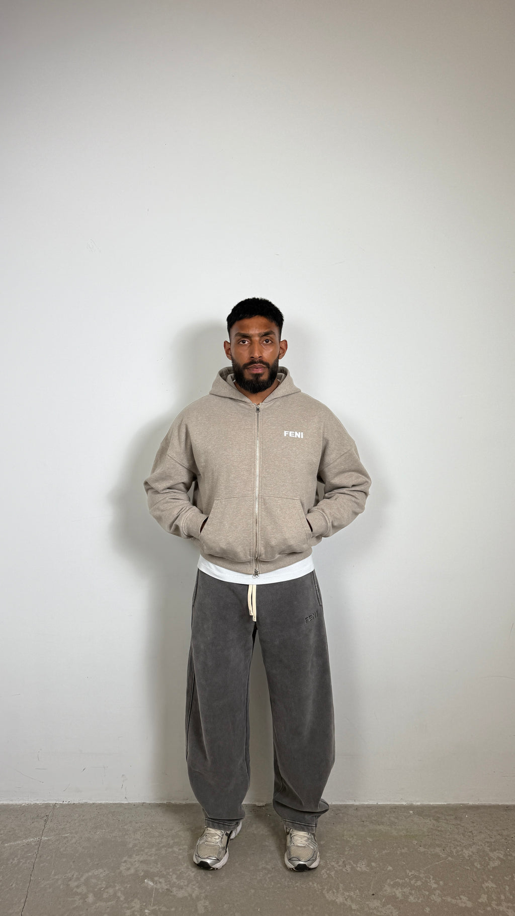 Oatmeal Double Zip Hoodie