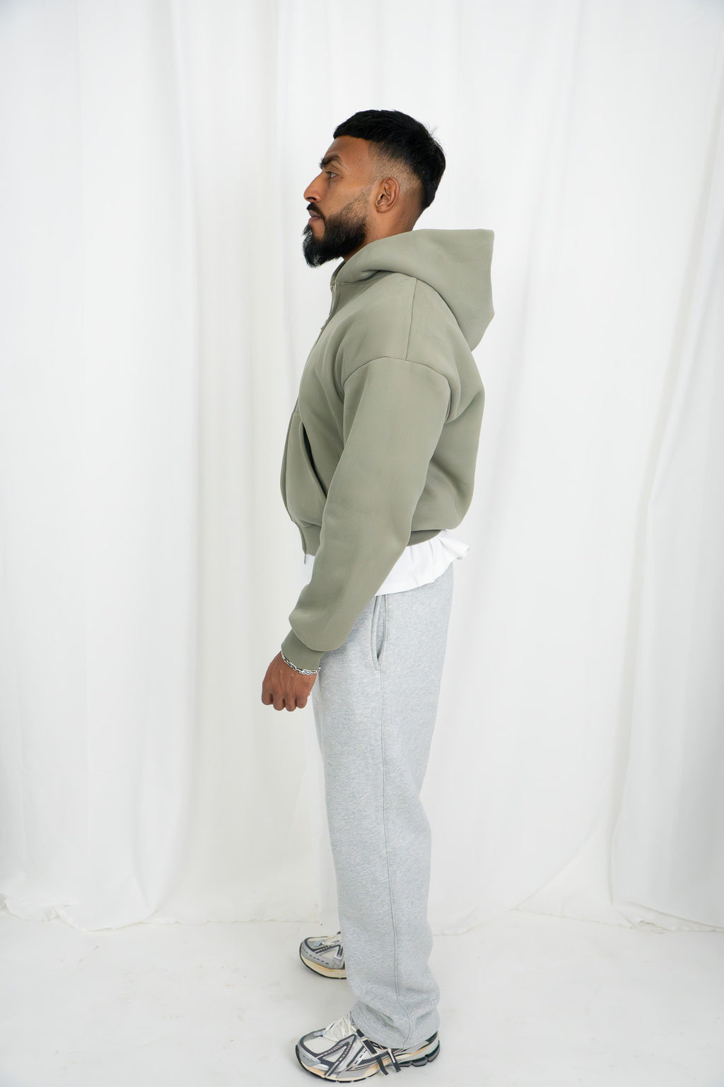 SAGE GREEN DOUBLE ZIP HOODIE