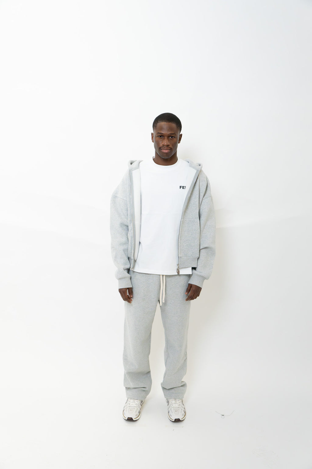 GREY DOUBLE ZIP HOODIE