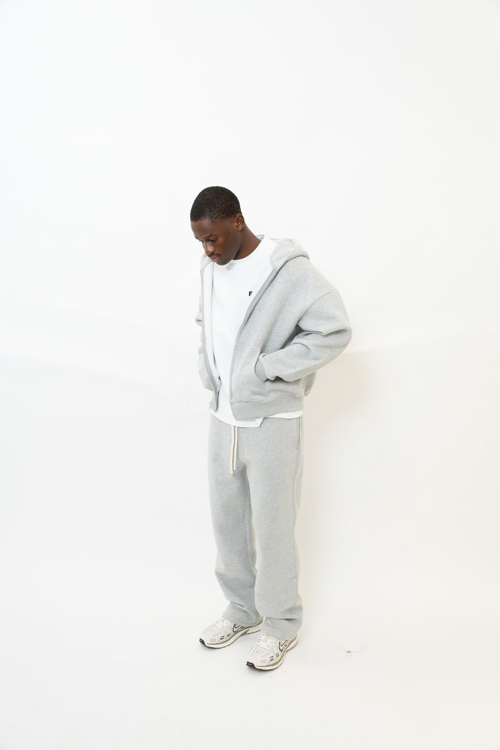 GREY DOUBLE ZIP HOODIE