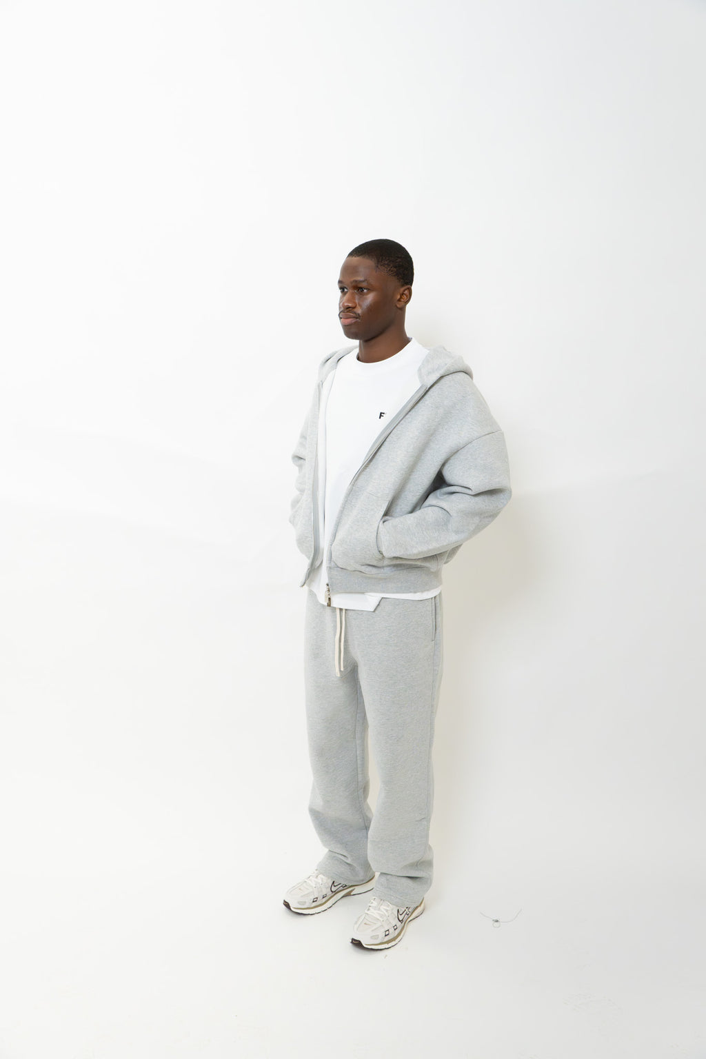 GREY DOUBLE ZIP HOODIE