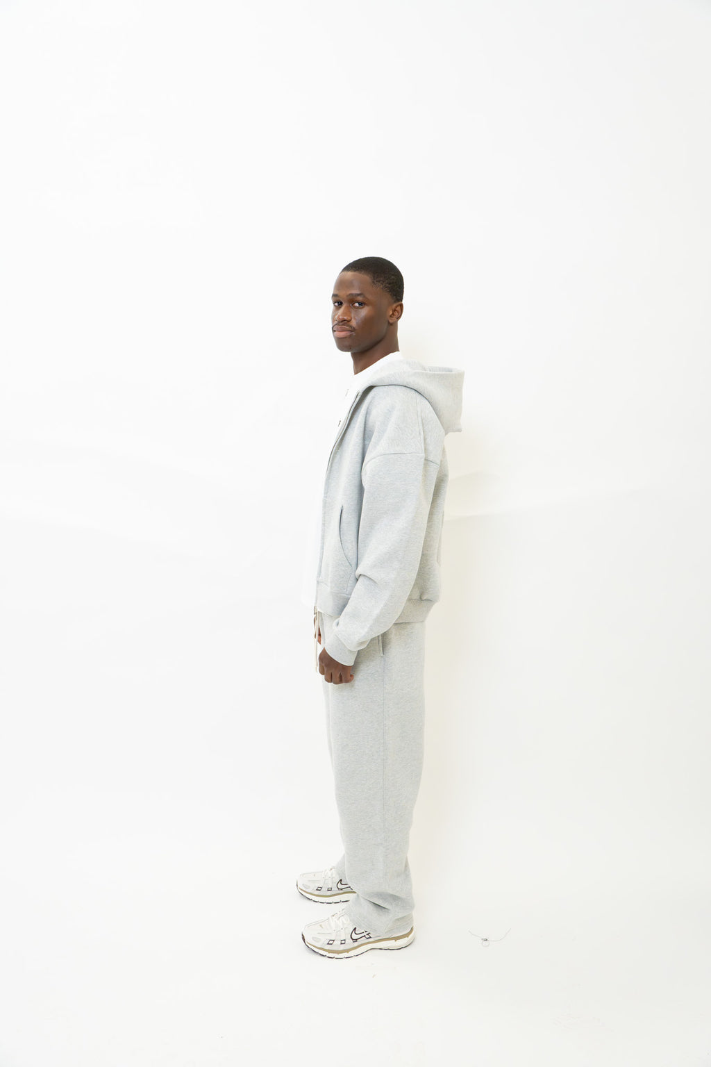 GREY DOUBLE ZIP HOODIE