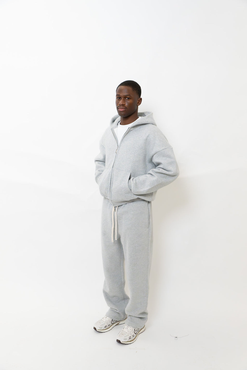 GREY DOUBLE ZIP HOODIE