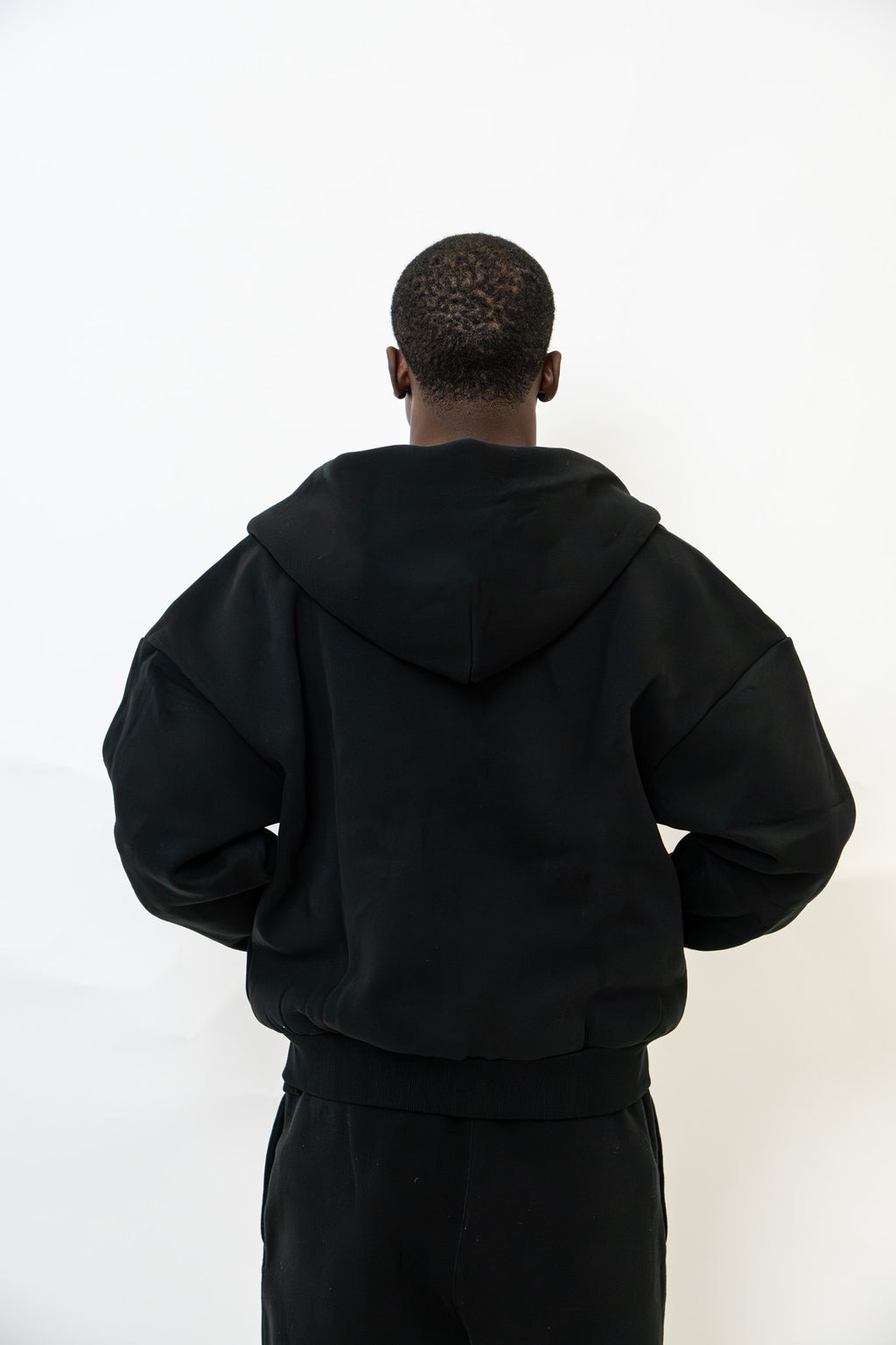 BLACK DOUBLE ZIP HOODIE