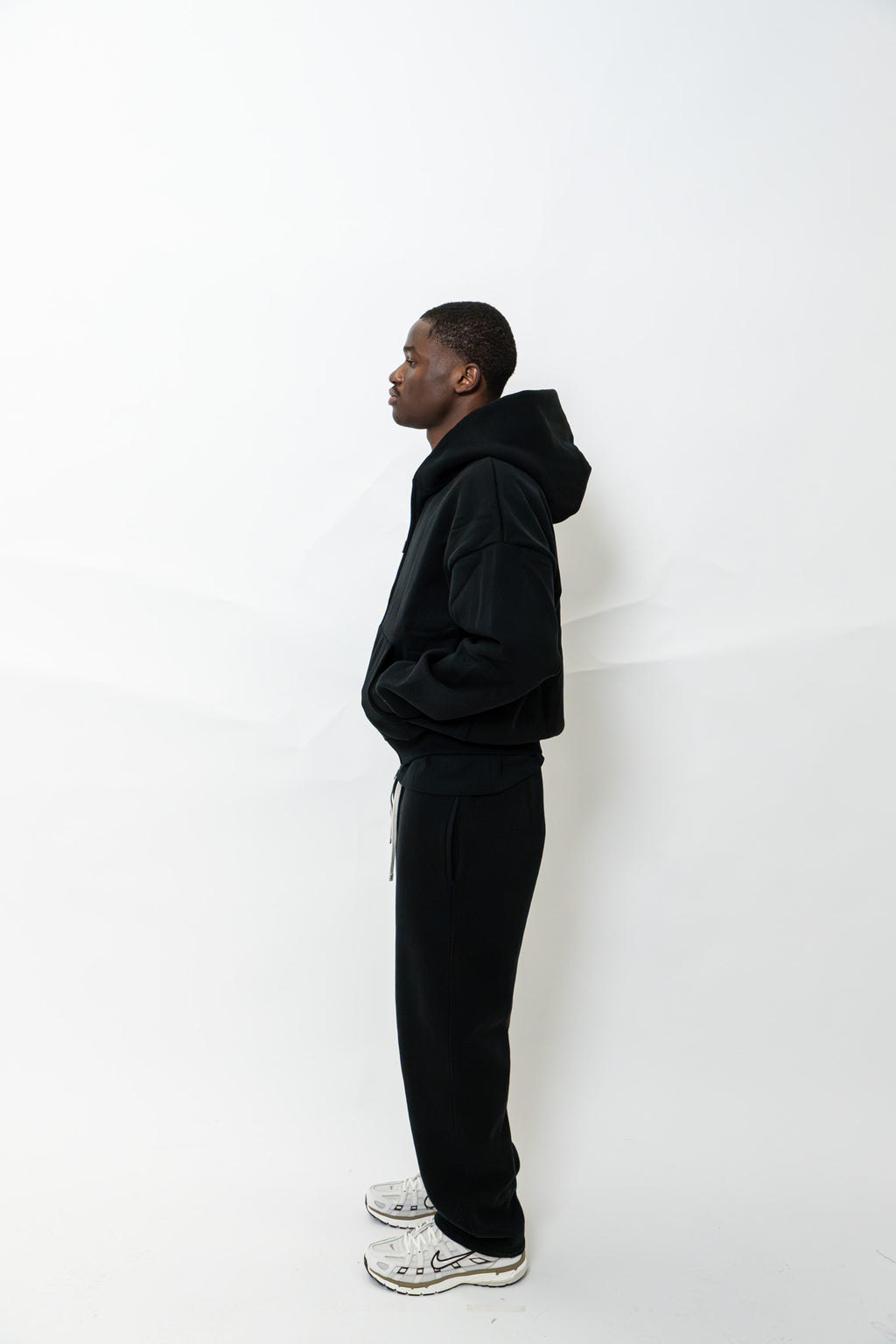 BLACK DOUBLE ZIP HOODIE