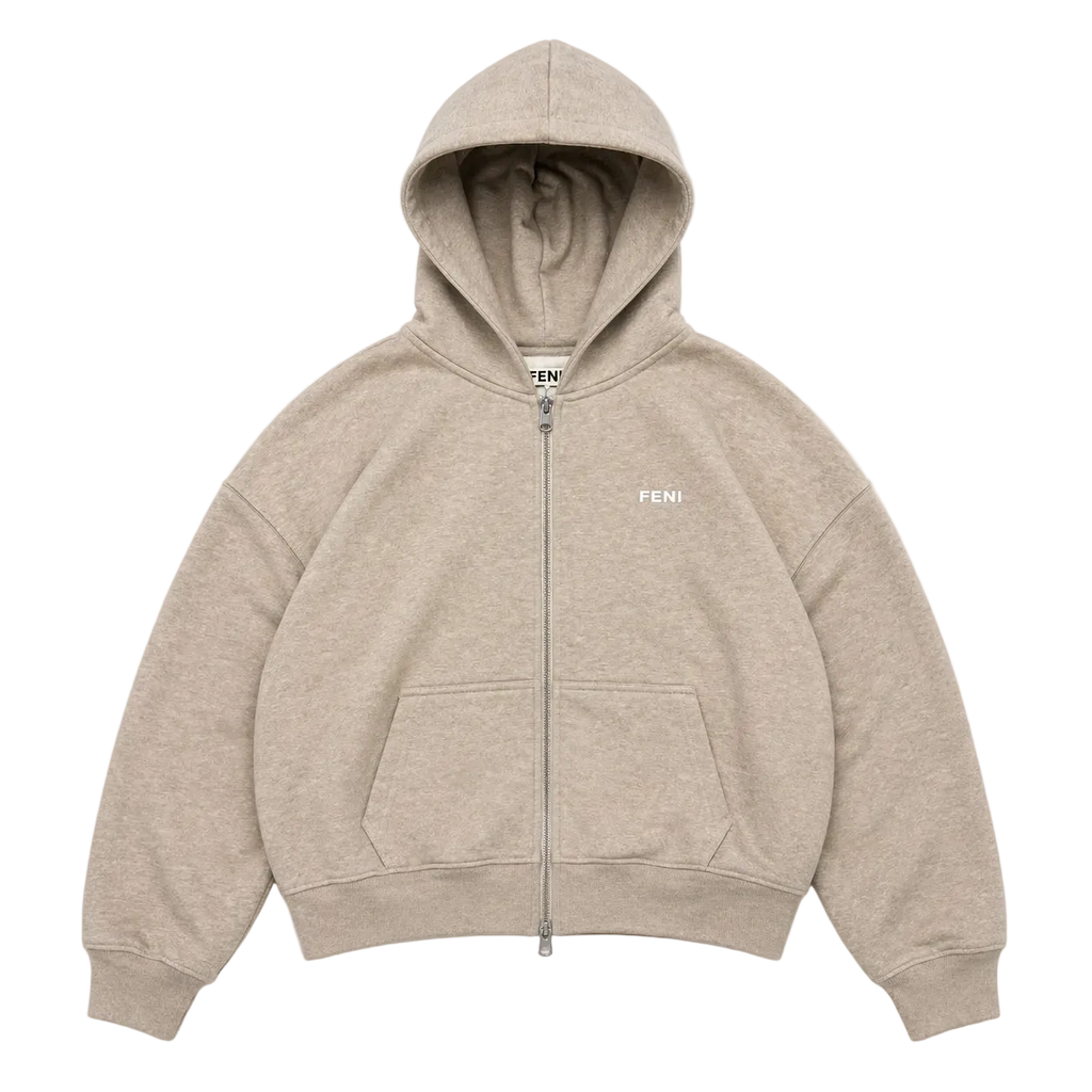 Oatmeal Double Zip Hoodie